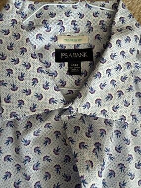Jos. A. Bank Tailored Fit White Shirt with Purple Floral Print